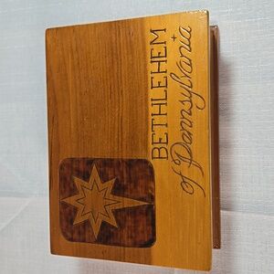 Wooden Bethlehem Pennsylvania Star Keepsake White Pine Wood Box